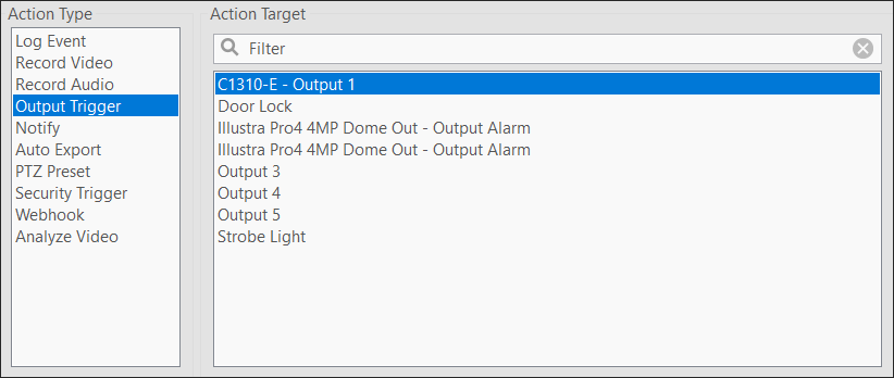 Action target selection